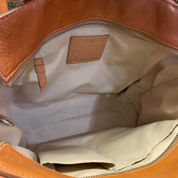 SOLD! COACH Coral Signature Canvas Zip Top Tote w/Brown Leather Trim F13560 - Picture 9 of 12